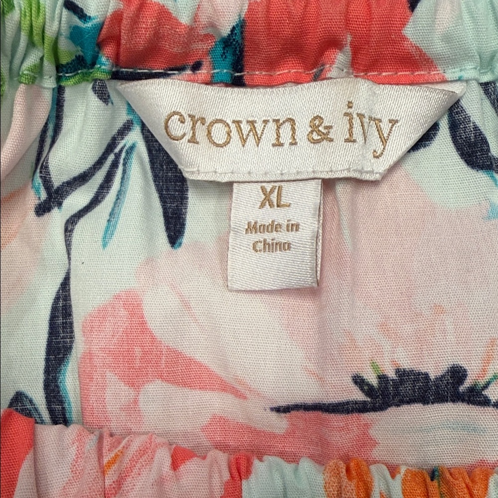 Crown & Ivy Off the Shoulder Belted Maxi Dress in “Blue Multi” Sz. XL - Picture 9 of 11